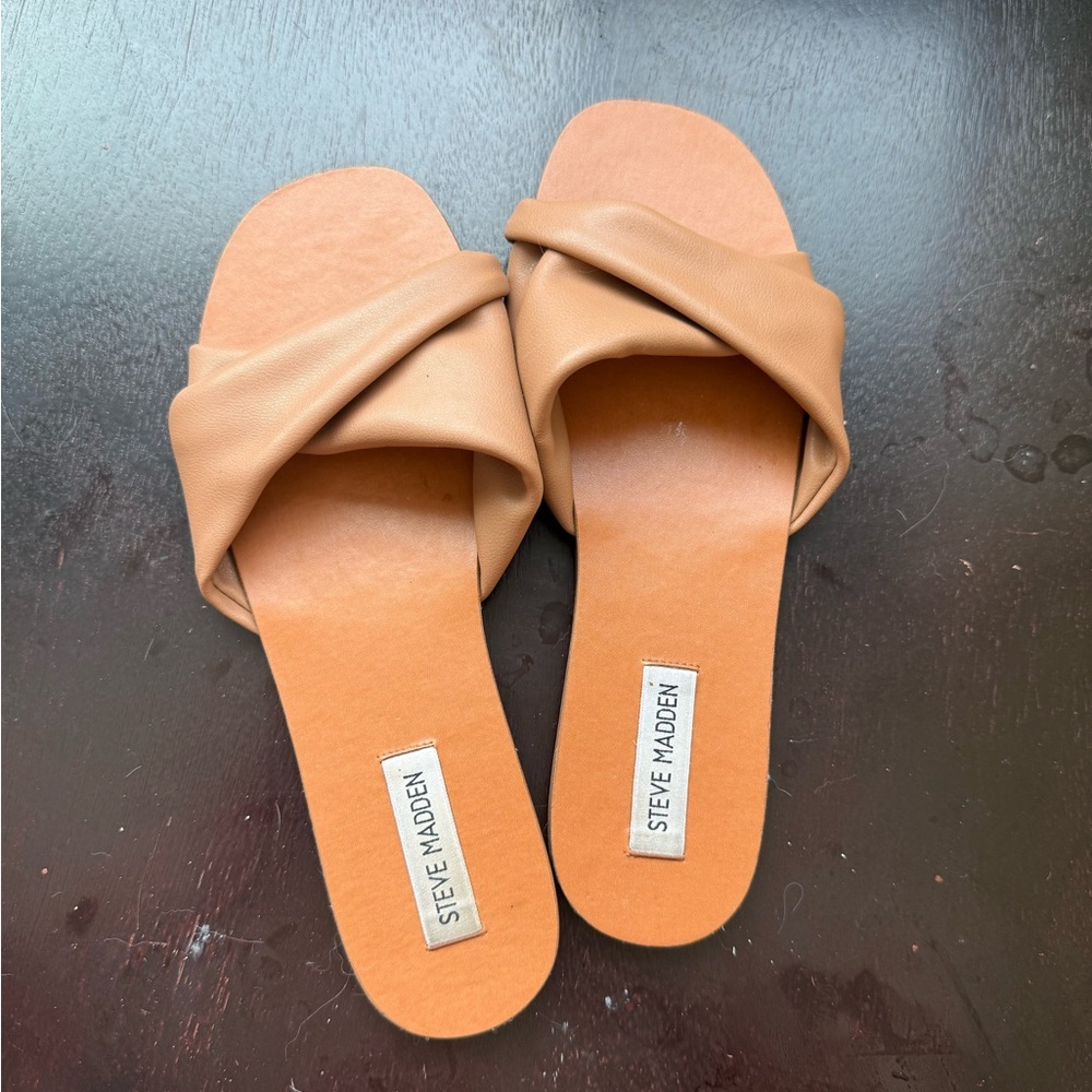 Steve Madden Kendria Tan Slide Sandals for Women